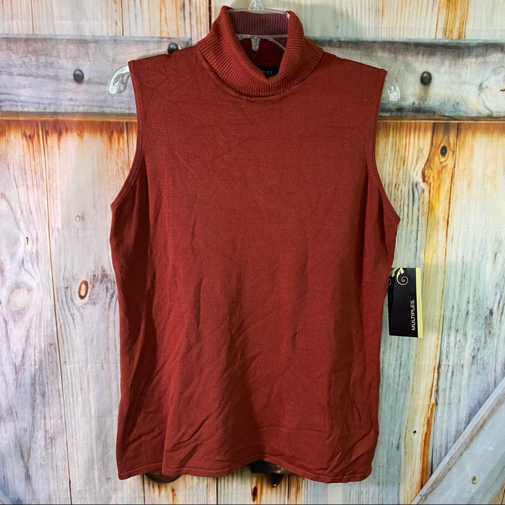 NWT Multiples Rust Turtleneck Sweater Vest Large